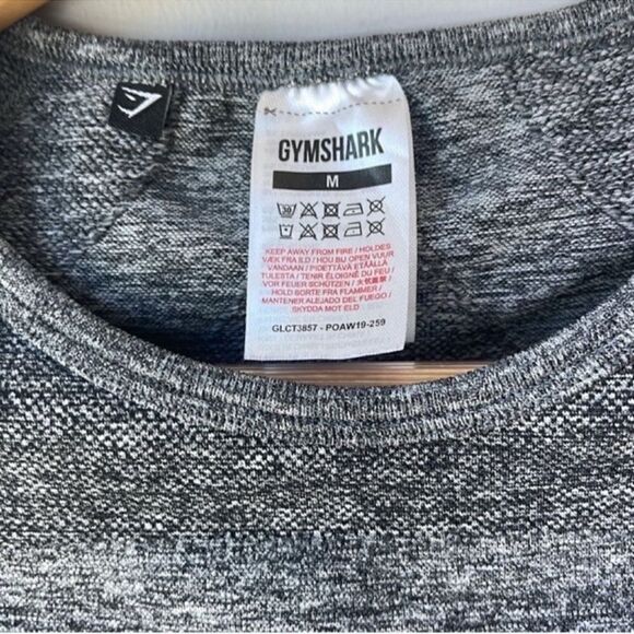 Gymshark Dry Flex Crop Top Gray Logo Gym Shirt - Picture 3 of 7